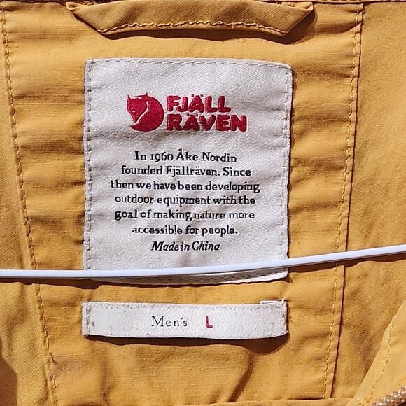 Fjällräven 'Fjallraven' Men's Sz L High Coast Wind Jacket Ochre Yellow Rain Coat - Picture 5 of 13